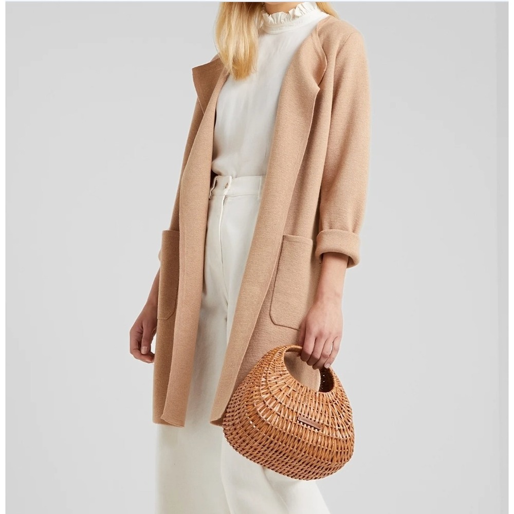 J.Crew Juliette Collarless Wool Blend Long Open Cardigan Coat XS Beige